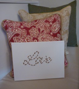 Jute Embroidered Love Canvas Jute Embroidered Love Canvas